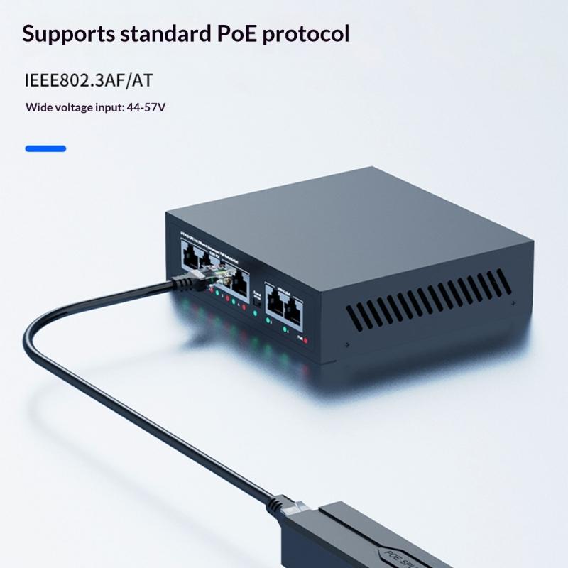 Gigabit Speed POE Splitter Converters from 48V to 12V Delivering DC5.5x2.1mm Output Easy Setups for Networking Applications
