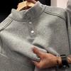 Men's High-End Cotton Long-Sleeve Sweatshirt – Solid Color, Round Neck, Versatile, Skin-Friendly Base Layer