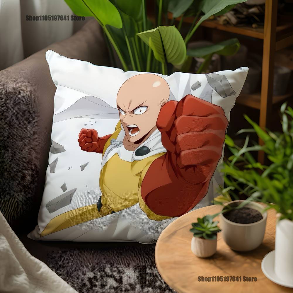 One P-Punch Man Saitama Pillow Case For Sofa Decor Car Office Room Printing Cushion Cover Decorations and Protector