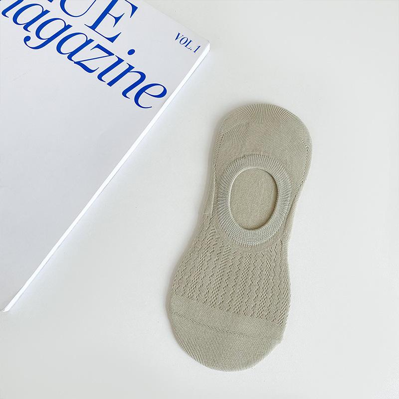 

Весенне-летние тонкие носки из гребенного хлопка-невидимки, женские носки, носки-лодочки, однотонные сетчатые силиконовые противоскользящие 1 pair зелёный