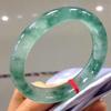 Pulsera de Jade Antiguo Gris de 12 mm Verde Imperial - Barra Redonda, Estilo Grueso, Accesorio Estilo Nacional Qipao