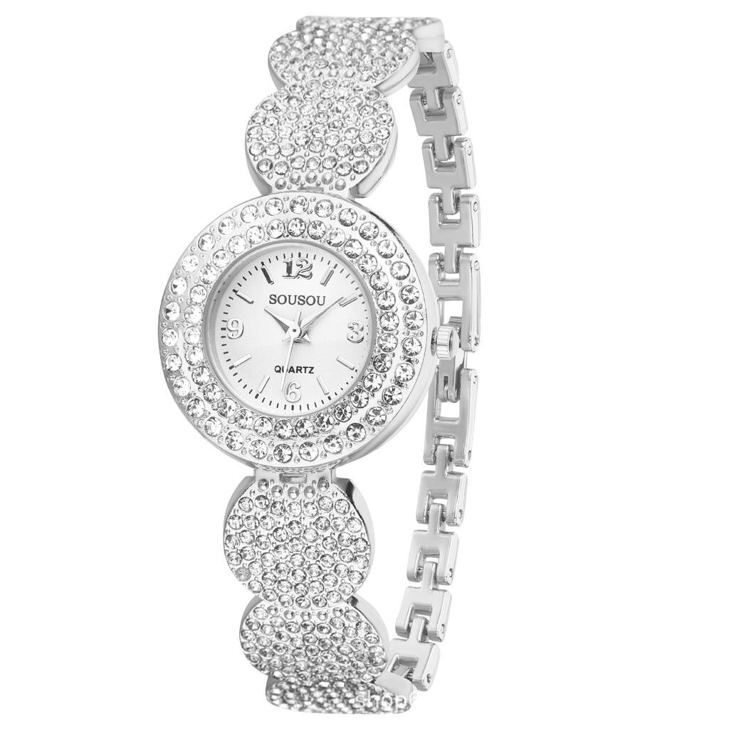 Damer Kvarts Armbandsur med Strassband