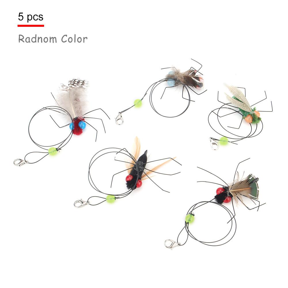 5pcs Simulation Small Flying Insects Replacement Accessories for Cat Teasers Toys Kitten Feather Toys Pet Supplies