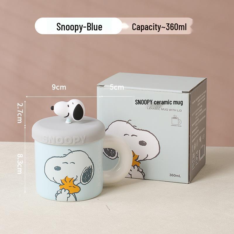 Snoopy Keramikbecher mit Deckel - Ideales Geschenk für Mädchen, das Büro oder das Zuhause