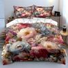 Blooming With Elegant Flowers Duvet Cover Set With 3D Printing Design Soft Polyester Bedding Set All-Season Comfort For Gifts