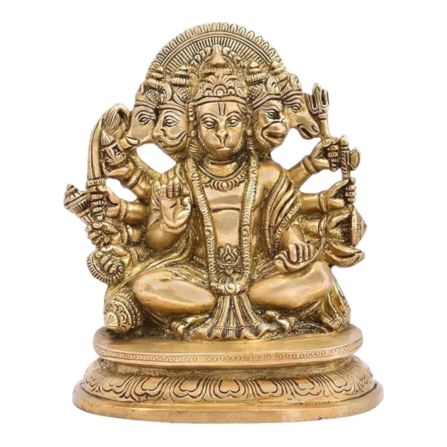 Ashtadhatu Brass Panchmukhi Hanuman Ji Idol, God Bala Ji, Gold, Size - Large