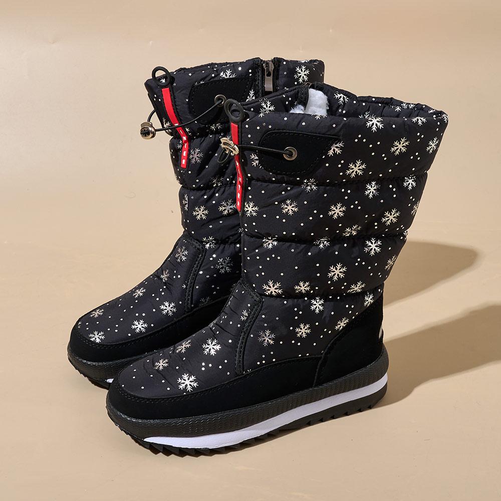 Fashion Zip Snow Boots Women Mid-Calf Winter Shoes For Men  Casual Watarproof Platform Heels Botas