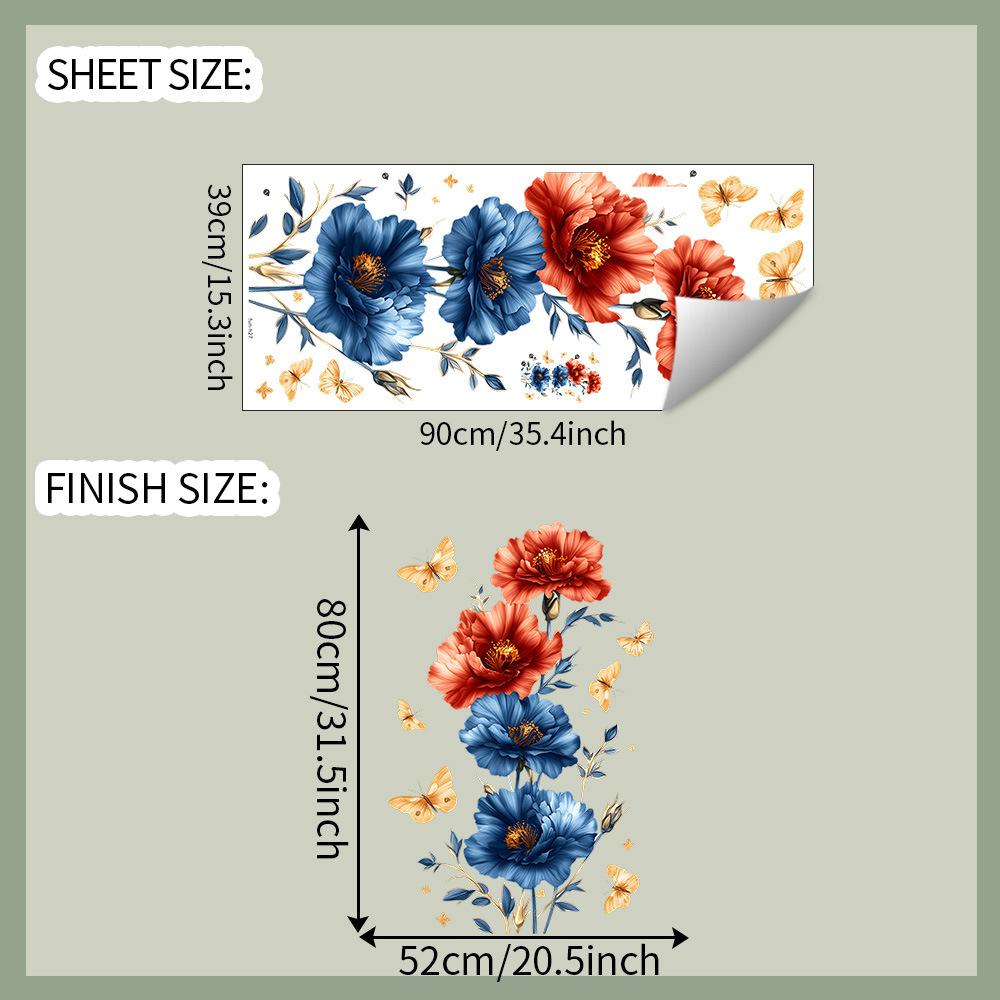 

Раскрашенные наклейки с цветами для спальни, гостиной, украшения дома, наклейки на стену