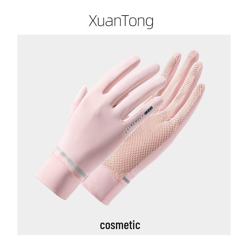 

Женские велосипедные перчатки из ледяного шелка с защитой от УФ-излучения, сенсорные, противоскользящие, дышащие, с откидным верхом One Size розовый