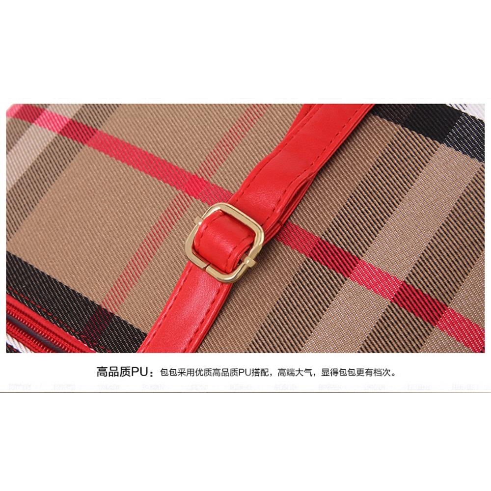 Karierte Leinwand Schwiegermuttertasche Sechs-teiliges Set Hand-Schultertasche Damen-Tasche