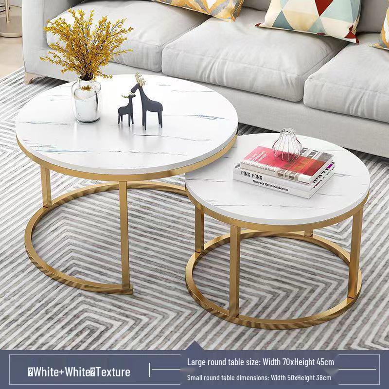 Modern Round Sintered Stone Coffee Table, 2026 Light Luxury Model for Small Apartments and Living Rooms.