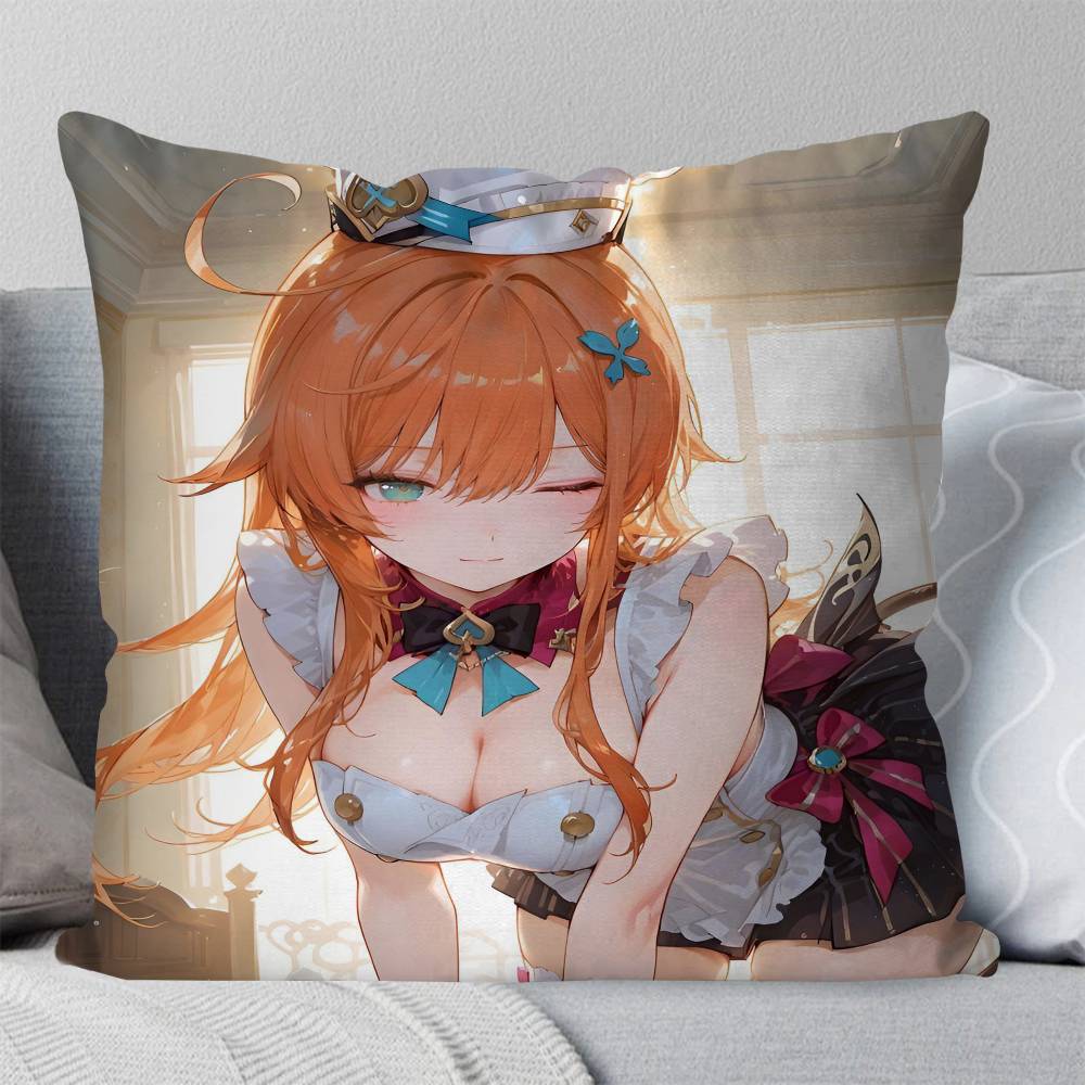 Game Genshin Impact Escoffier Pillow Case Square Pillow Bedroom Sofa Leisure Comfort Cushion Car Living Room Home Decoration