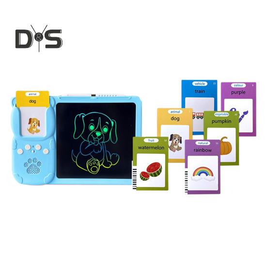 

Обучающая машина Интерактивные флеш-карты ЖК-планшет для письма 255 двусторонних карточек с реальными звуками транспортных средств животных Интерактивные обучающие игрушки для синий