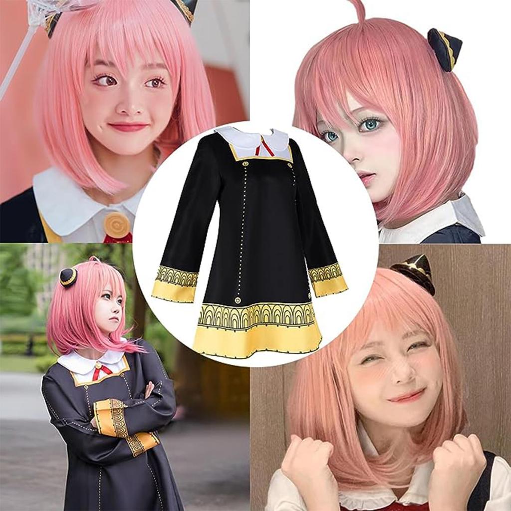 Anime Cosplay Pink Cute Halloween Popular Anime Character Cosplay Costume Hair Accessory Socks Wig Full Set with Wig and Hair Accessory Cute Costume