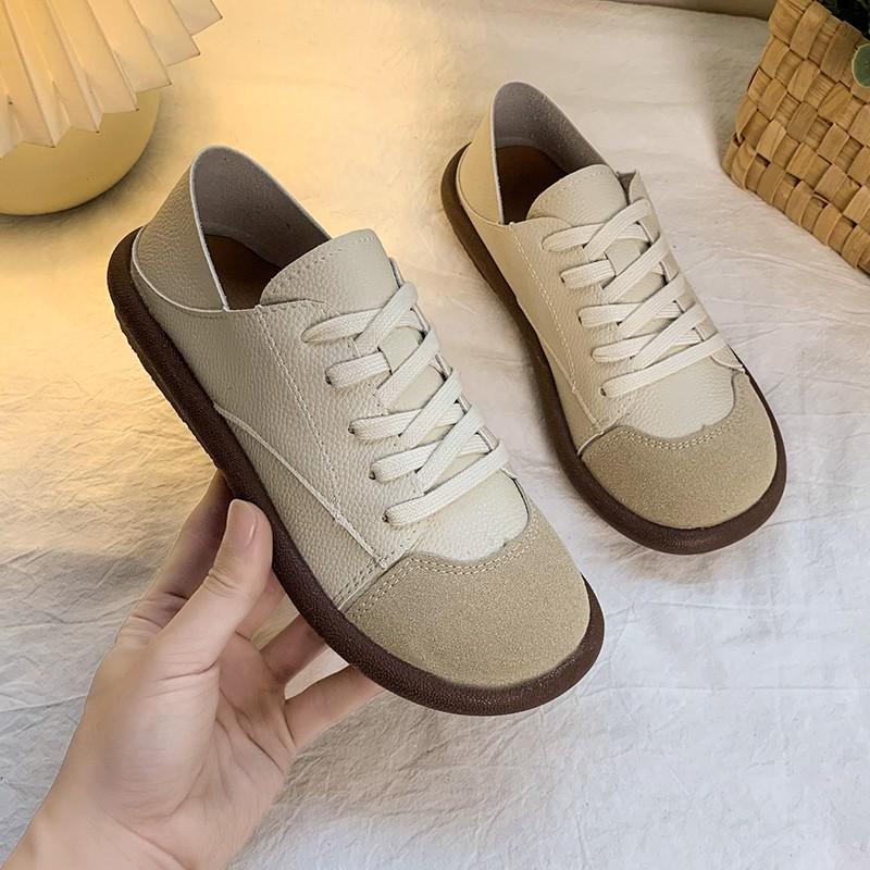 

Fashion Women Sneakers Wide Toe Tie Casual Flat Shoes Round Head Color Block Sneakers Women Trends 2025 Running Shoes 35 абрикосовый