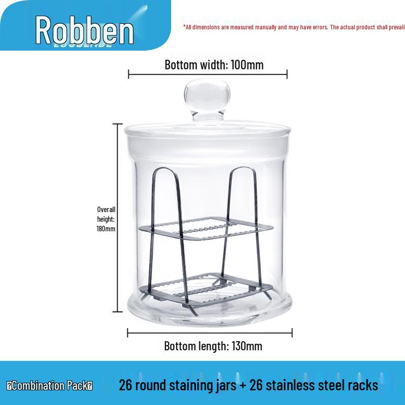 Premium Glass Staining Jar for 5/9/10/26/30/60 Slides - Vertical, Horizontal, and Round Options Available