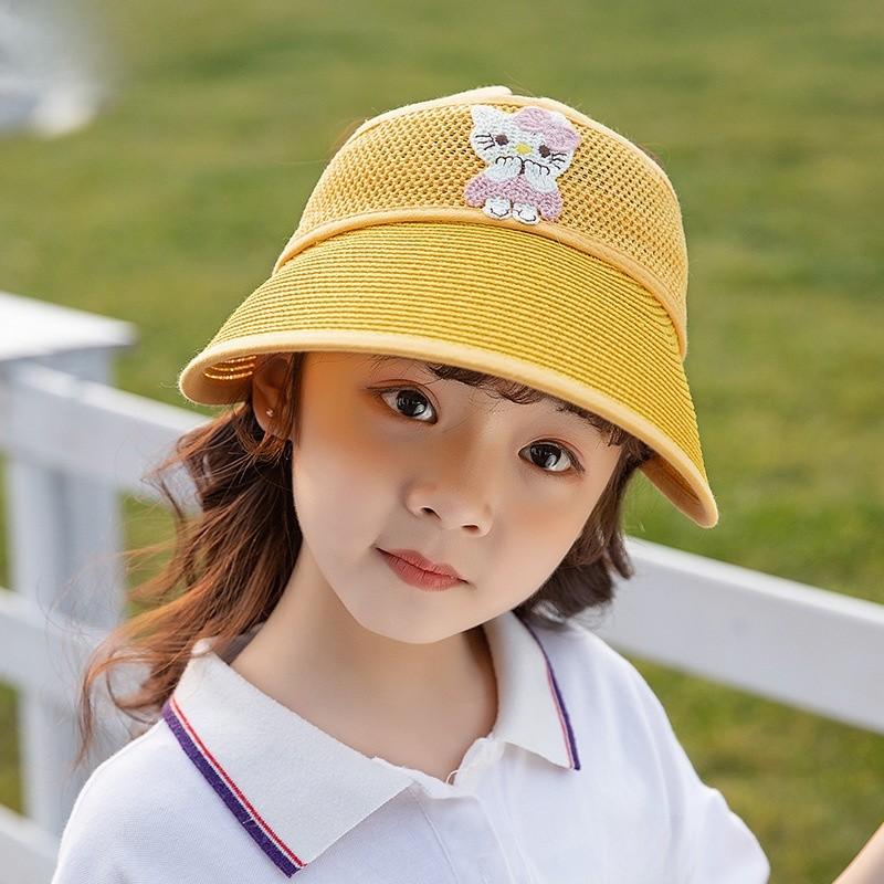 Summer Breathable Kid Sun Hat Wide Brim Cartoon Bear Sunshade Outdoor Activities