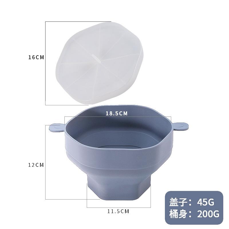Recipiente de silicona para palomitas de maíz en microondas, plegable, con tapa, gran capacidad, utensilios de cocina para hornear palomitas de maíz