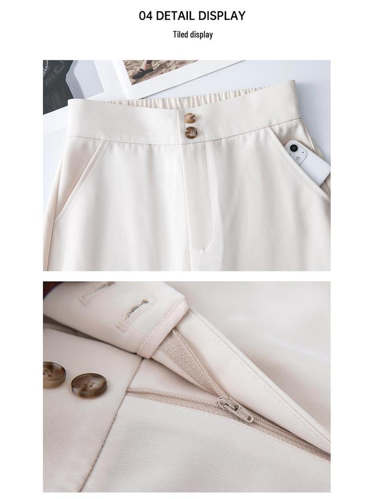 Women's High Waist Wide Leg Trousers - 2025 Spring Collection, High-End Drape, Casual Straight Leg Pants