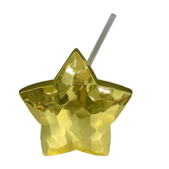 

Соломенная чашка для девочек с крышкой, большая емкость, гальванический пластиковый чайник в форме звезды, питьевая вода, еда золотистый