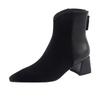Fashion 2024 New Autumn Sheep Suede Women Boots Pointed Toe Chunky Heel Boots for Women Winter Short Boots Genuine Leather Ladies Shoes