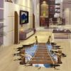 Wood Vinyl PVC Living Room Removable Bridge Floor Wall Sticker Decal Non-slip Home Decoration Waterproof 80*100cm