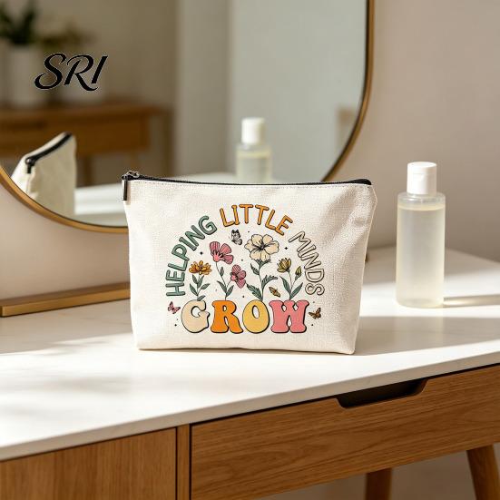 Travel Essentials Bag Cosmetic Teacher Theme Compact Toiletry Portable Zipper Close Storage for And Dressing Table Handbag Organizer