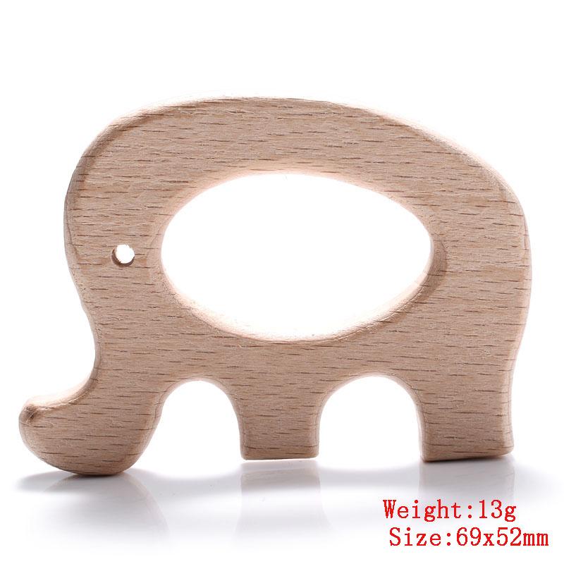 5Pcs/Lot Food Grade Wooden Teether Toys Animal Shape Wood Necklace Pendant for Baby DIY Wooden Teething Chew Toys