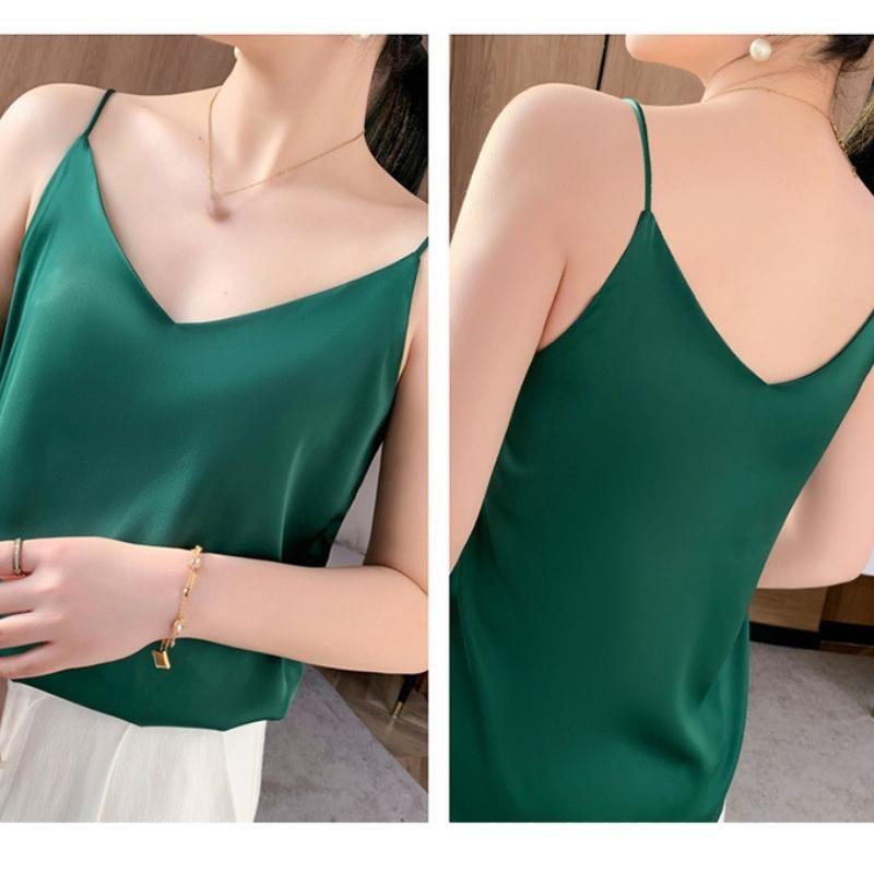 Tank Top Satin Silk Halter Crop Tops Women Summer Camis Backless Camisole Fashion Casual Tube Lady Sleeveless