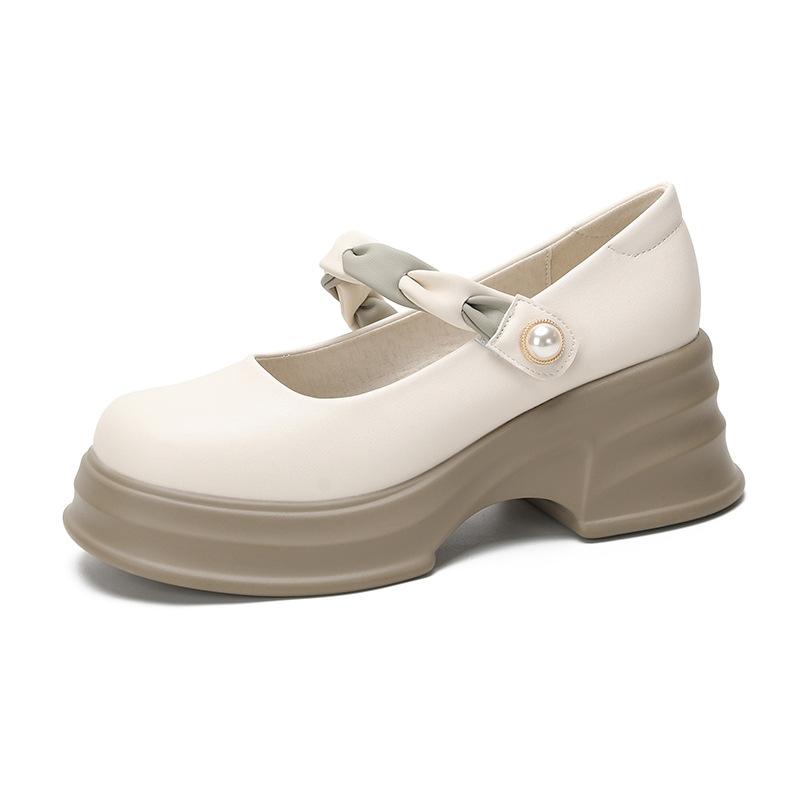 Thick-soled Small Leather Shoes Women's Muffin Soles Student Thick Heel Shallow Mouth Mary Jane Women's Single Shoes