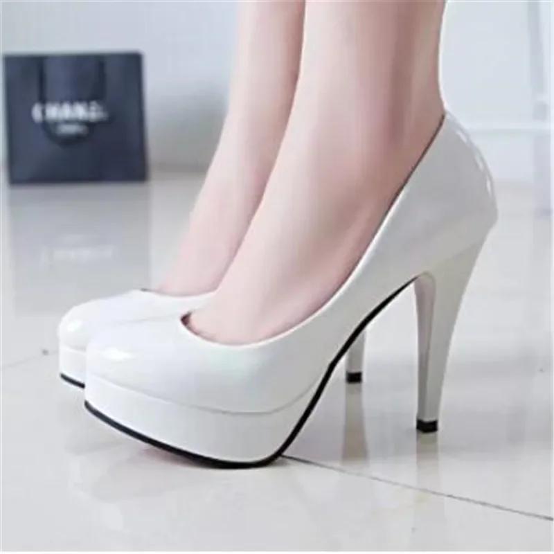 Fashion New Women High Heel Pumps Fashion Classic Patent Leather High Heels Shoes Nud Head Paltform Wedding Women Dress Shoes Large Size