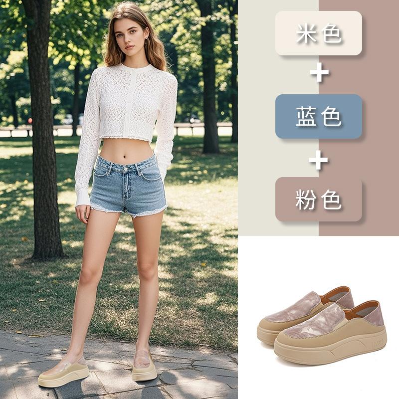 Small size 34 large size 41 two wearing little white shoes women's 2025 spring and summer new single shoes platform ethnic style retro loafers