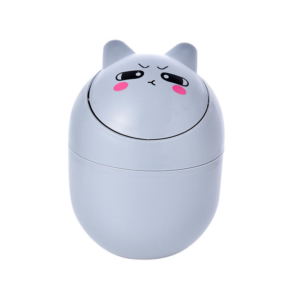 Ins Style Creative Cute Home Desktop with Lid Trash Can Small Mini Kawaii Bedroom Desk Storage Box Pen Holder Give A Sticker