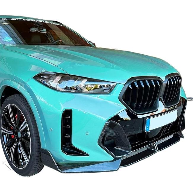 Compatible For BMW 6 Series X6 G06 LCI M Sport 2023 2024 2025 Front Bumper Lip Spoiler ABS Protector Lower Blade Splitter Car Styling(Carbon Fiber