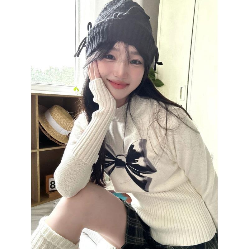 Elegant American High-necked Bowknot Sweater Base Autumn and Winter Long-sleeved Design Hot Girl Slim Slimming Sweater Top