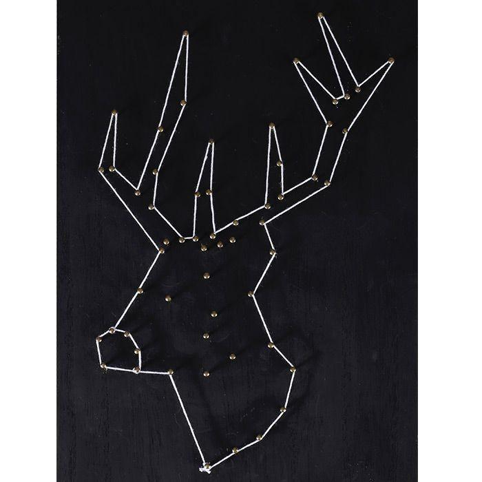 Coffret String Art - Tableau noir Cerf art filaire 30 x 22 cm
