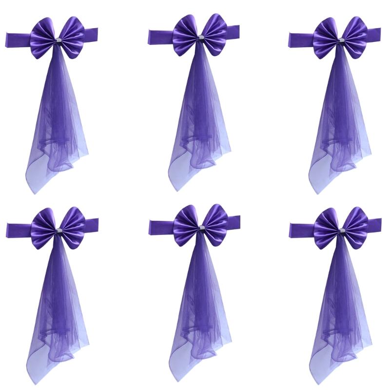 6 ks strečových spandexových šerp na židle, mašle, elastický pás na židli pro svatební dekorace