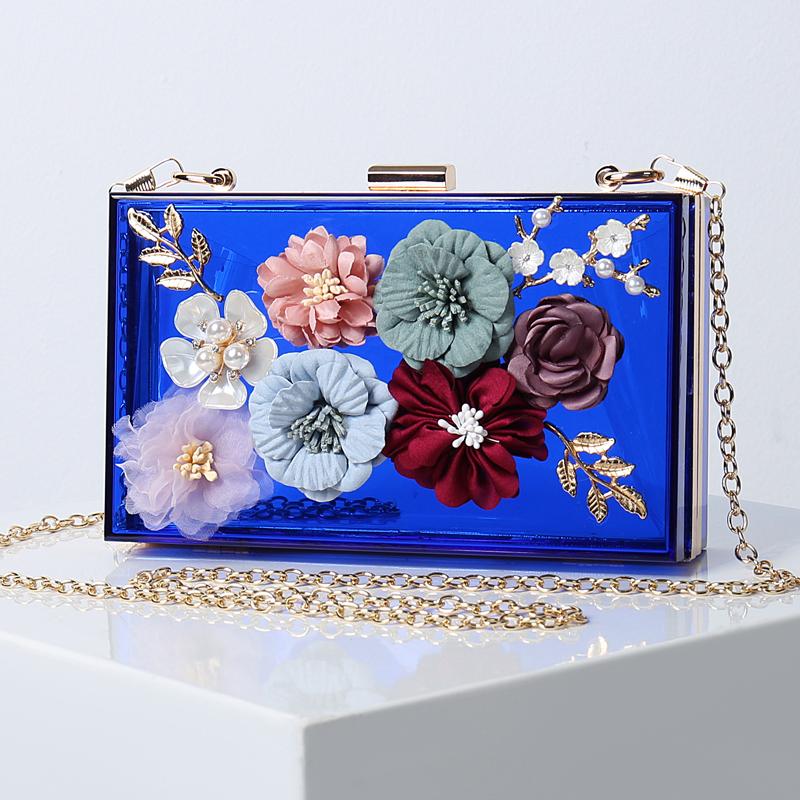 

Transparent Purse Women s Shoulder Bag Luxury High Quality Flowers Handbag Evening Clutch Clear Acrylic Designer Ladies Bag