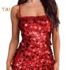 Sexy Sequin Bodycon Mini Dress for Women Spaghetti Strap Glitter Evening Dress Sleeveless Backless Sparkly Club Party Dress