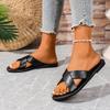 Womens Slide Sandals, Non- Water-Resistant PU - Sandals with All-Day Comfort for Indoor Outdoor Casual Errands & Beach Days