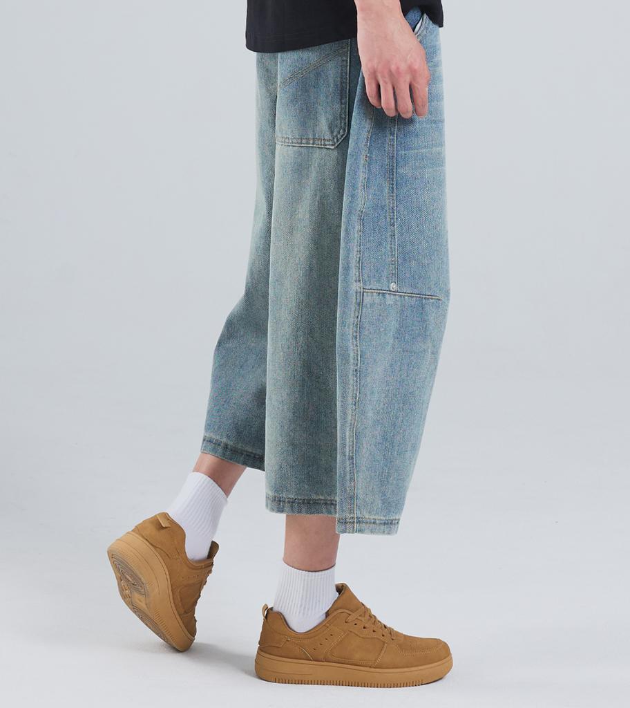 Beoteunseoul Balloon Fit Cut Bermuda Wide Denim (Light Blue)