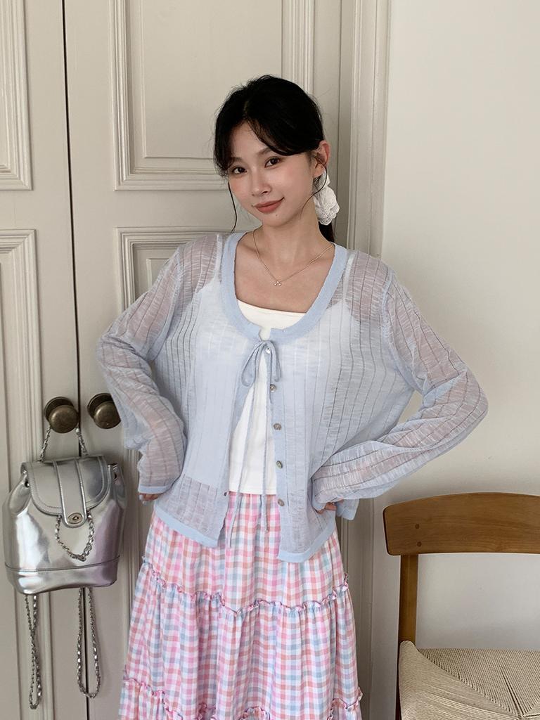 Temperament Pure desire sunscreen blouse knitted cardigan women's new summer thin suspender versatile coat top