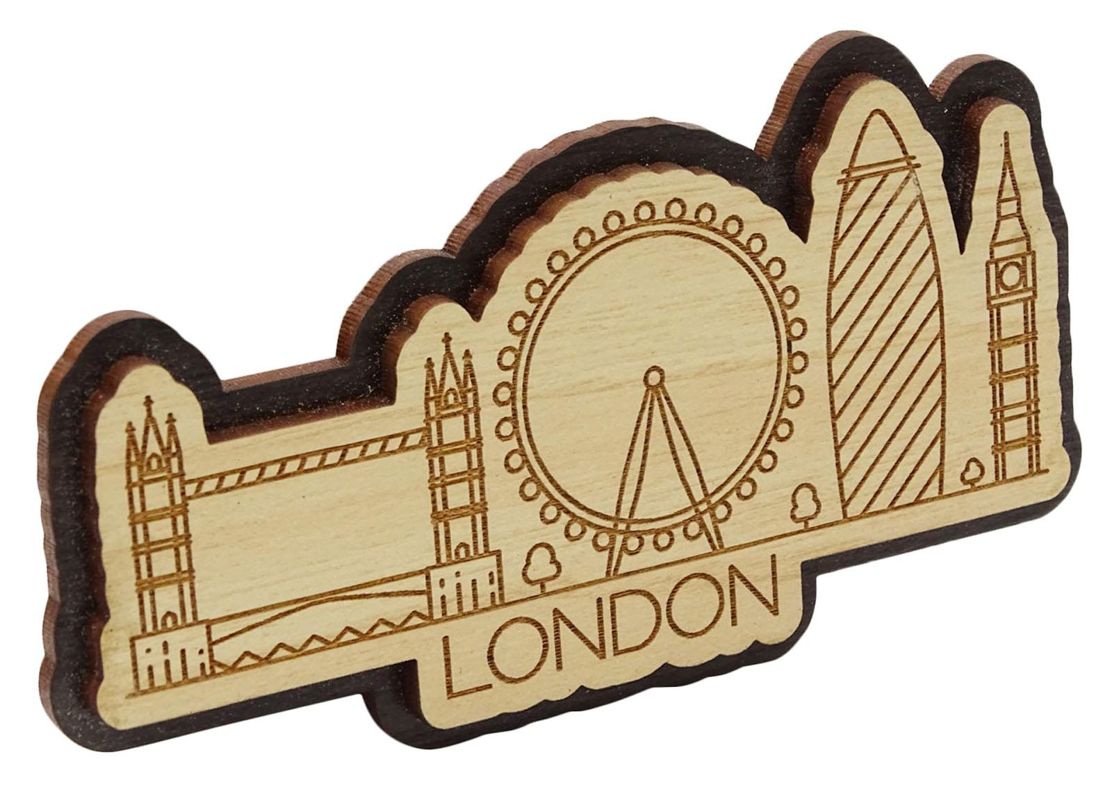 

Printtoo Декоративні подарункові предмети колекціонування London City Suuvenir Гравірований дерев яний магніт на холодильник 2 x 4 Inches коричневий