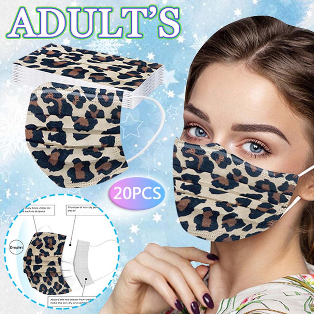 Adult Three-Layer Disposable Dust-Proof Protective Leopard Print Mask