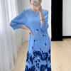 Minimalist printed dress temperament dress for women, high-end retro, comfortable and casual pleated skirt, summer new style