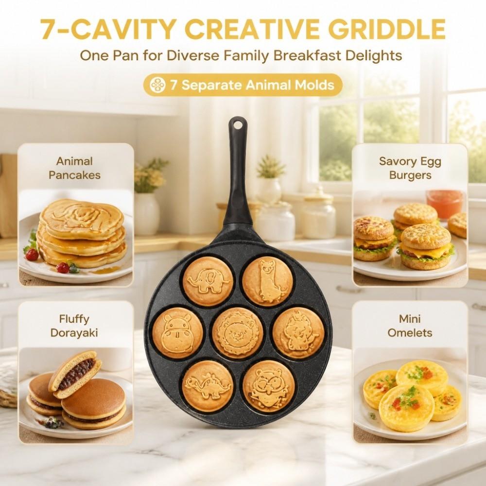Non-Stick Coating Cartoon Griddle Pan Aluminum Alloy Egg Burger Mold Home Kitchen