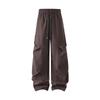 American Trendy Brand Pinch Pleated Design Overalls Elastic Waist Drawstring Loose Wide-leg Pants Thin Vibe Mopping Pants
