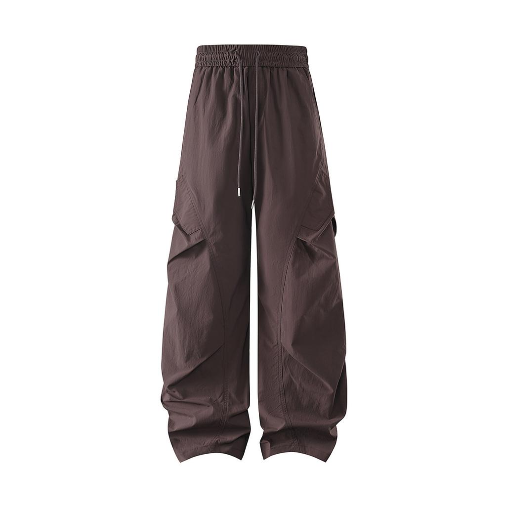 American Trendy Brand Pinch Pleated Design Overalls Elastic Waist Drawstring Loose Wide-leg Pants Thin Vibe Mopping Pants