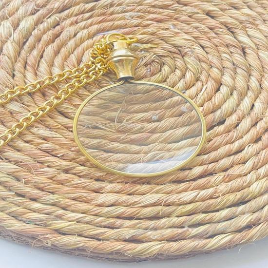 Solid Brass Magnifying Glass Pendant Miniature Steampunk Charm Birthday, Anniversary, Wedding Gift