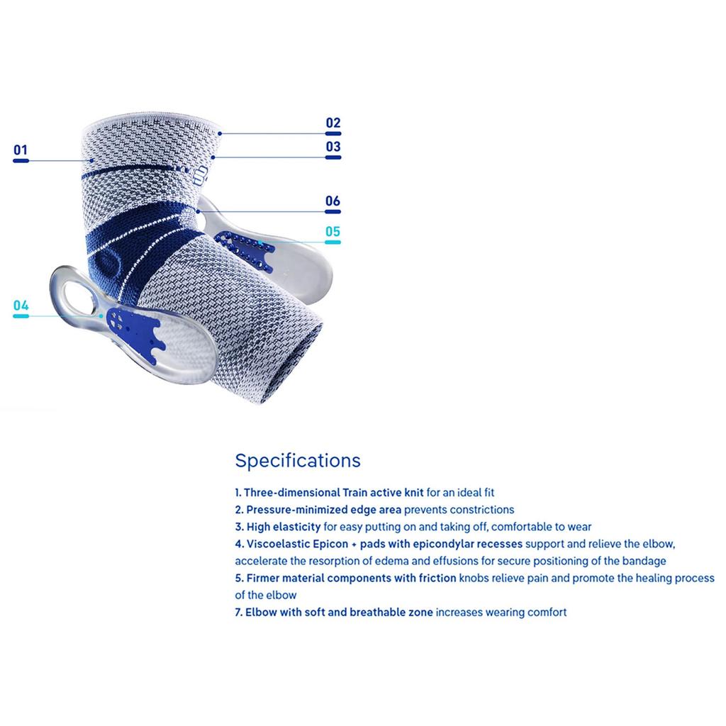 Bauerfeind EpiTrain New Version Elbow Made In General Medical Stabilizes the Elbow Joint with Two Silicone Pads On the Inside and Outside of the Elbow